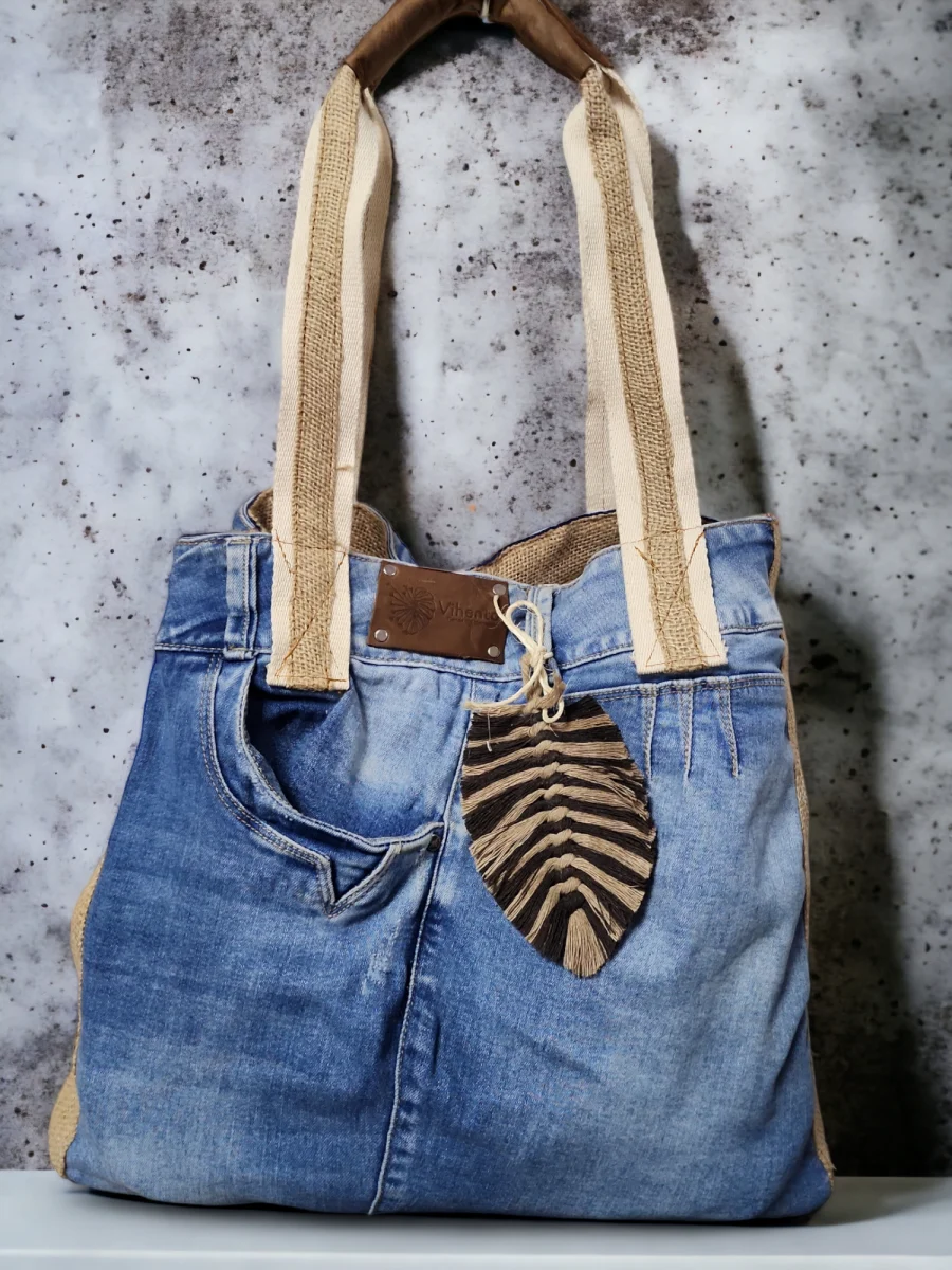 Bolso Denim Azul Zebra con Aplique