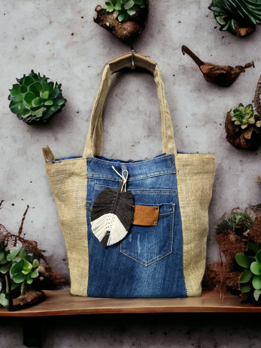 Bolso Tote Denim Rayas Vintage