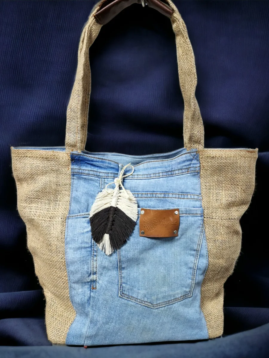 Bolso Tote Denim Azul Pastel